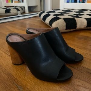 Urban Outfitters Black Peeptoe Wood Heels